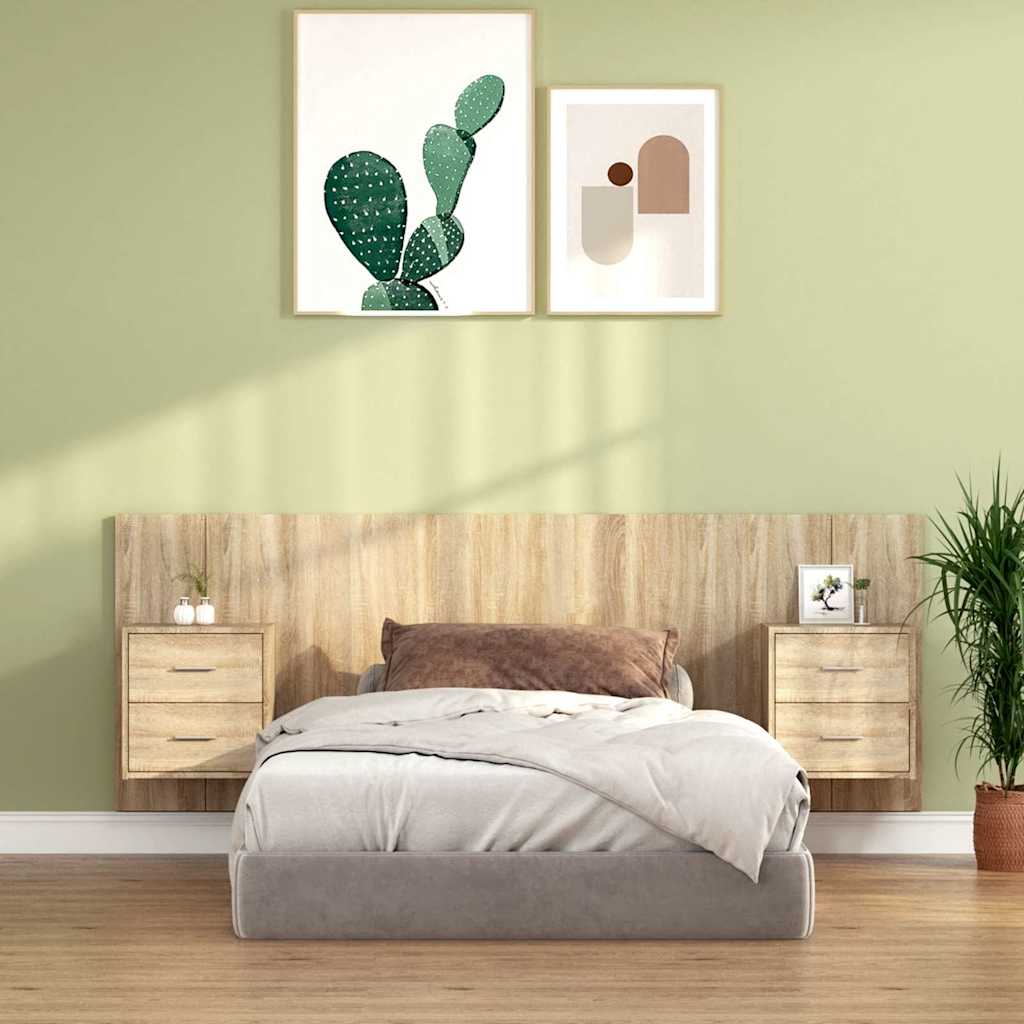 vidaXL Bed Headboard with Cabinets Sonoma Oak Engineered Wood