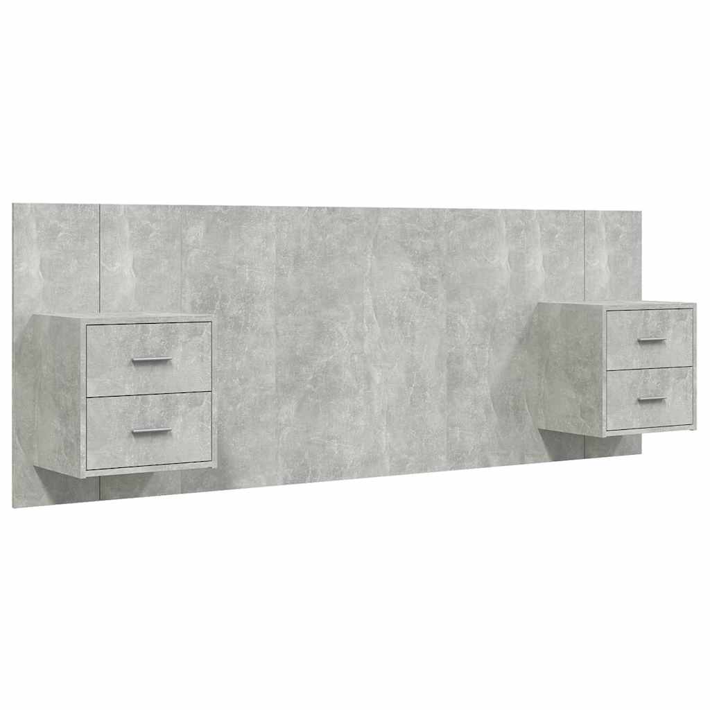 vidaXL Bed Headboard with Cabinets Concrete Grey Engineered Wood
