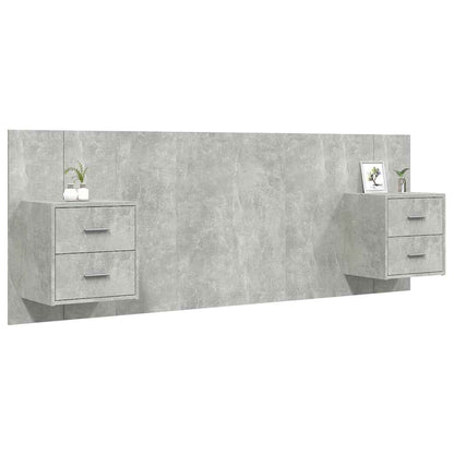 vidaXL Bed Headboard with Cabinets Concrete Grey Engineered Wood