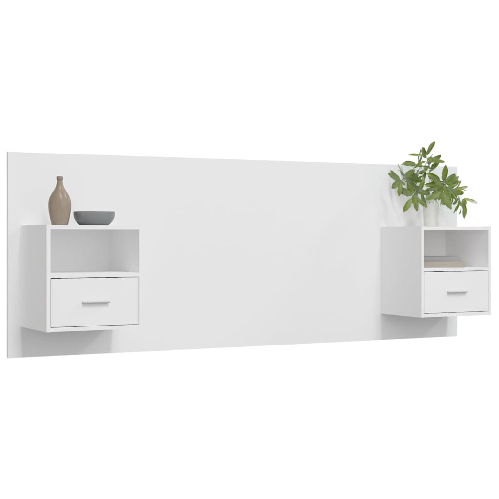 vidaXL Bed Headboard with Cabinets White Engineered Wood
