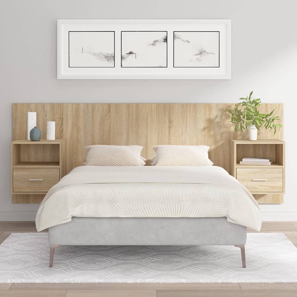 vidaXL Bed Headboard with Cabinets Sonoma Oak Engineered Wood