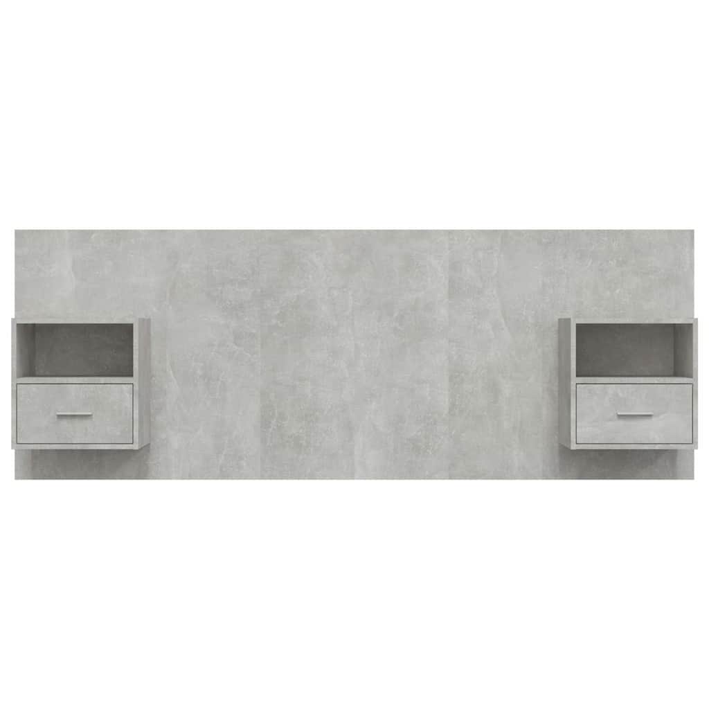 vidaXL Bed Headboard with Cabinets Concrete Grey Engineered Wood