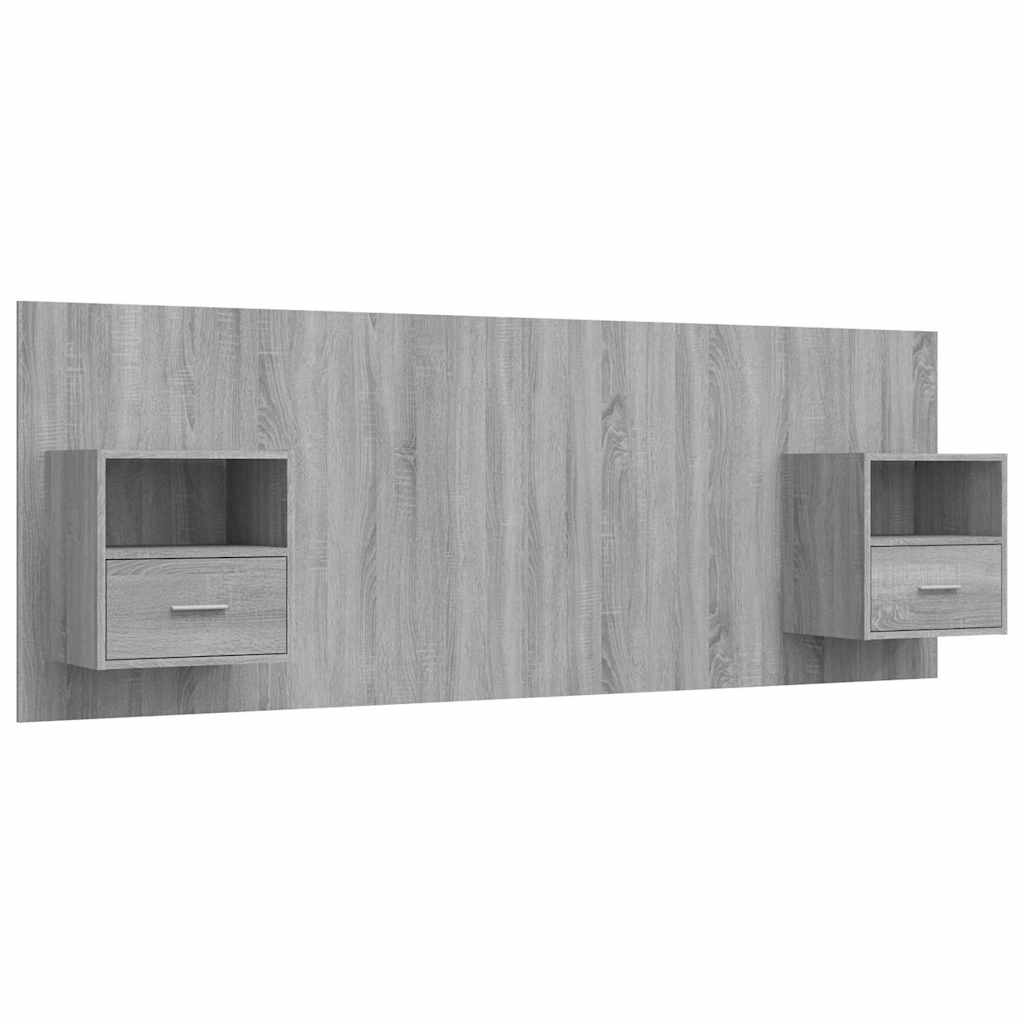 vidaXL Bed Headboard with Cabinets Grey Sonoma Engineered Wood