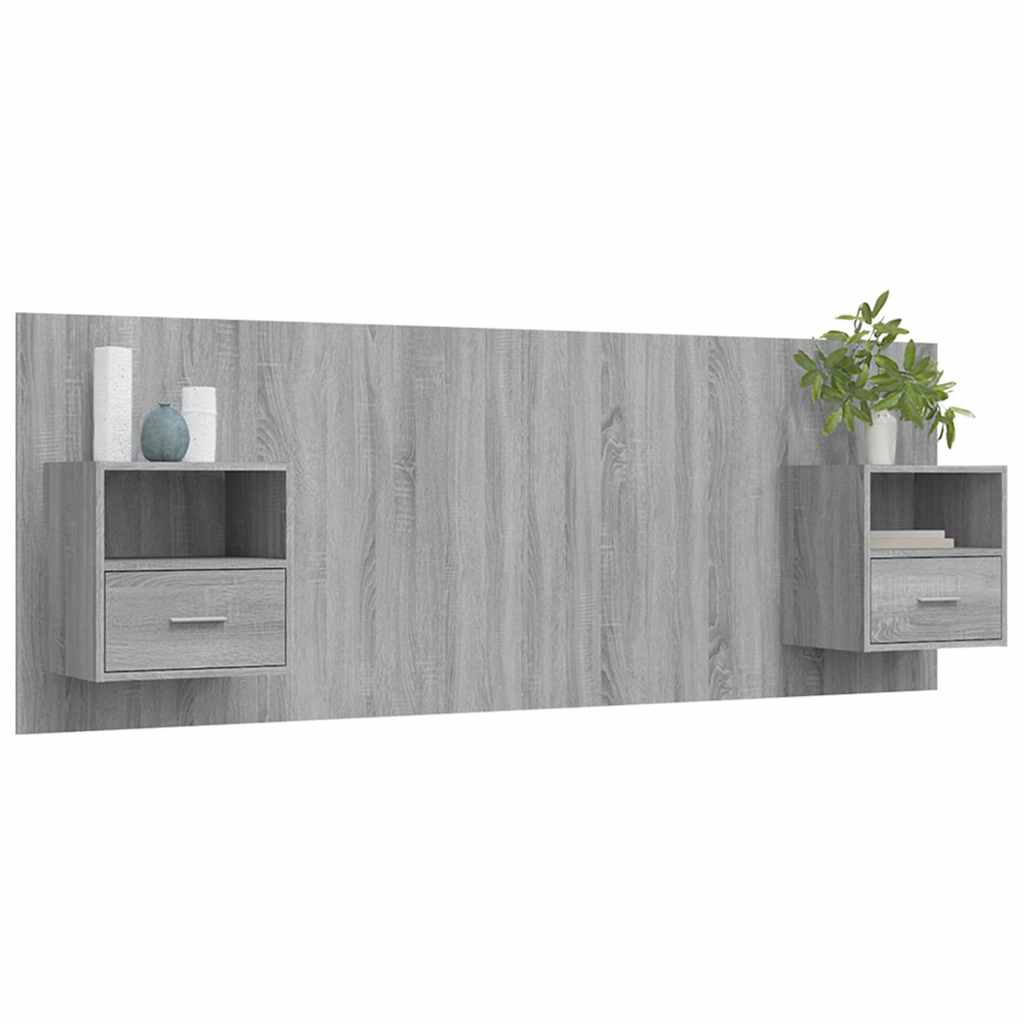 vidaXL Bed Headboard with Cabinets Grey Sonoma Engineered Wood
