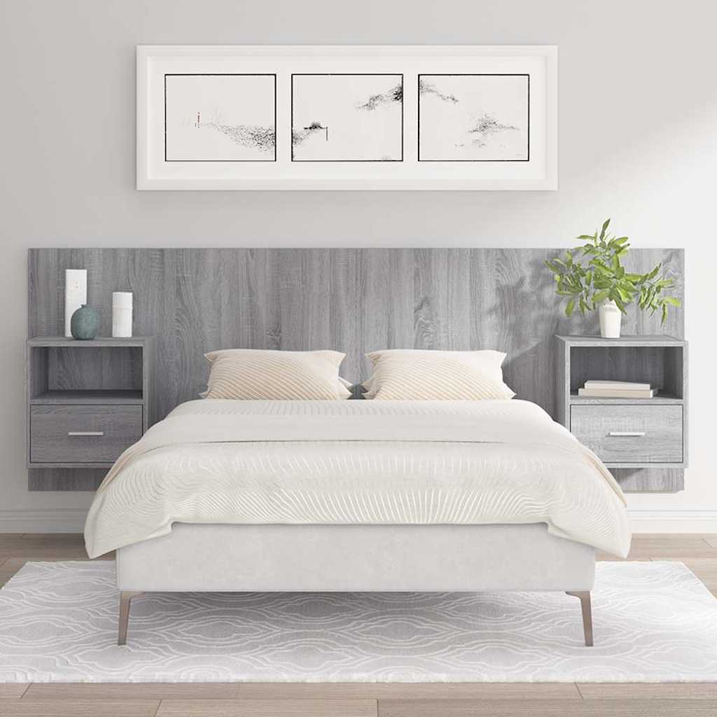 vidaXL Bed Headboard with Cabinets Grey Sonoma Engineered Wood