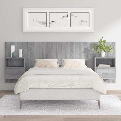 vidaXL Bed Headboard with Cabinets Grey Sonoma Engineered Wood