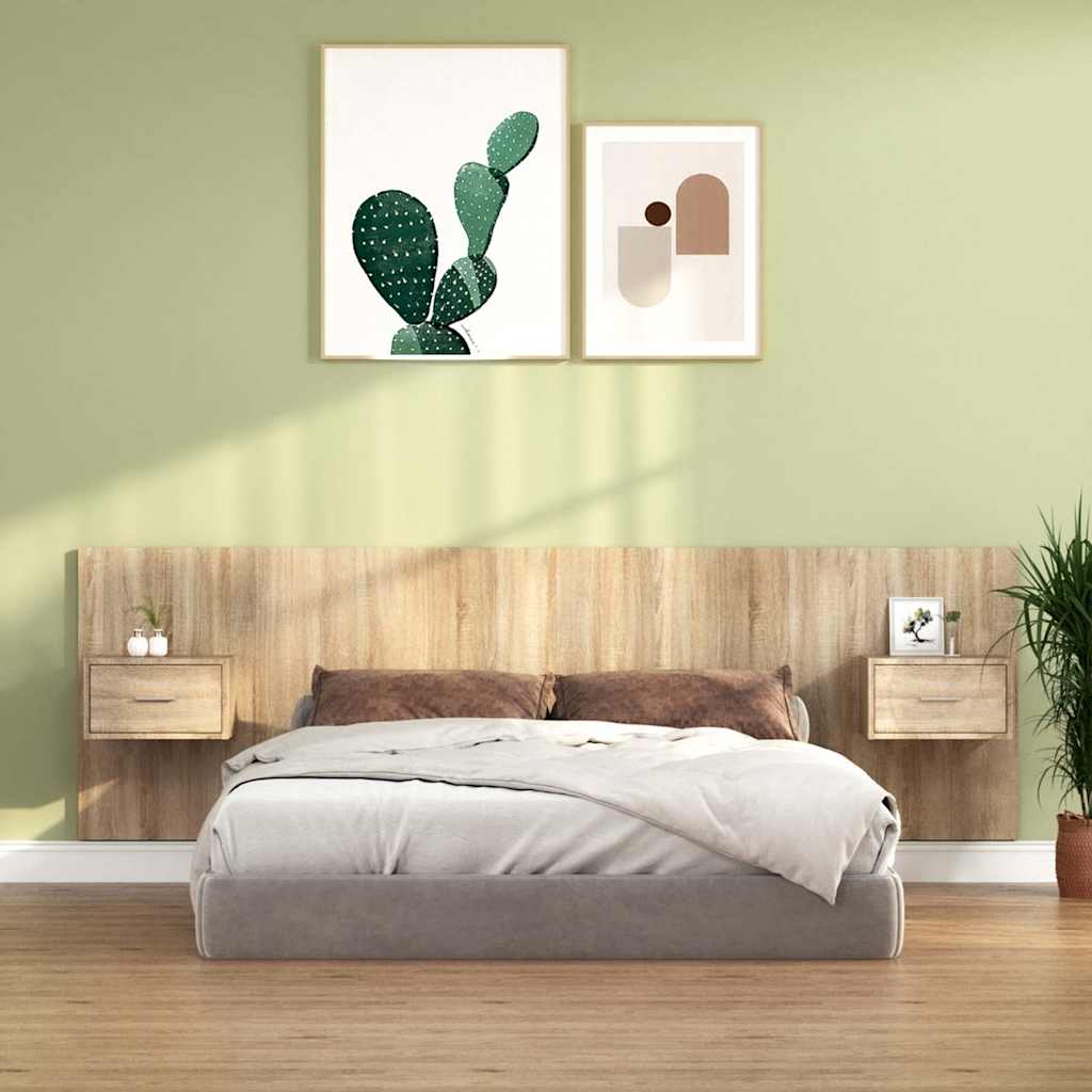 vidaXL Bed Headboard with Cabinets Sonoma Oak Engineered Wood