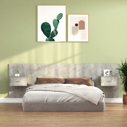 vidaXL Bed Headboard with Cabinets Concrete Grey Engineered Wood