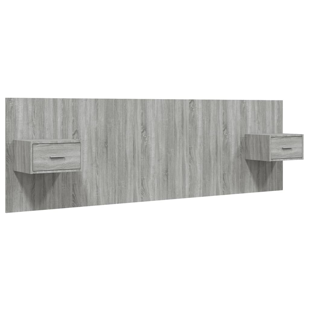 vidaXL Bed Headboard With Cabinet | Grey Sonoma | Engineered Wood | Standard