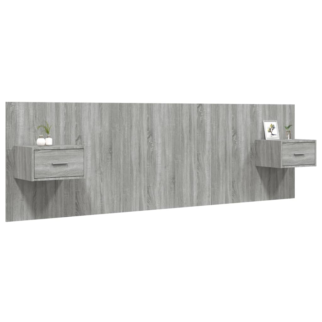 vidaXL Bed Headboard With Cabinet | Grey Sonoma | Engineered Wood | Standard