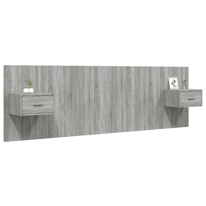 vidaXL Bed Headboard With Cabinet | Grey Sonoma | Engineered Wood | Standard