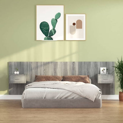vidaXL Bed Headboard With Cabinet | Grey Sonoma | Engineered Wood | Standard