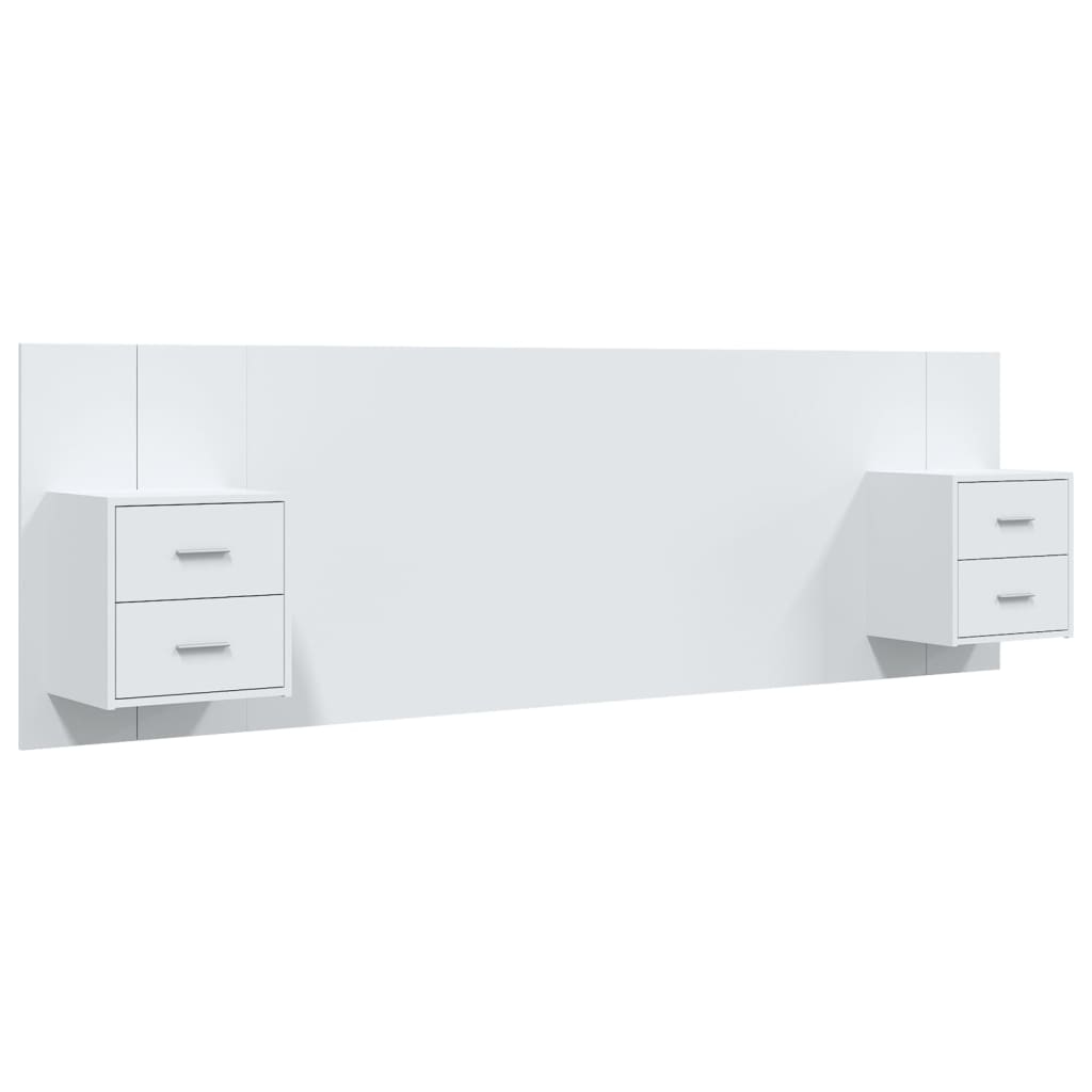 vidaXL Bed Headboard With Cabinet | White | Engineered wood | Standard
