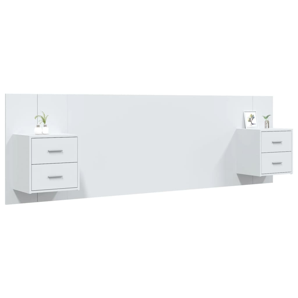 vidaXL Bed Headboard With Cabinet | White | Engineered wood | Standard