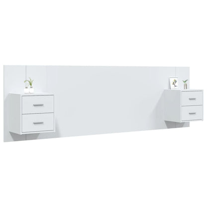 vidaXL Bed Headboard With Cabinet | White | Engineered wood | Standard