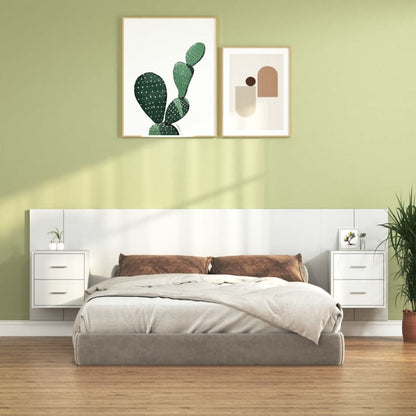 vidaXL Bed Headboard With Cabinet | White | Engineered wood | Standard