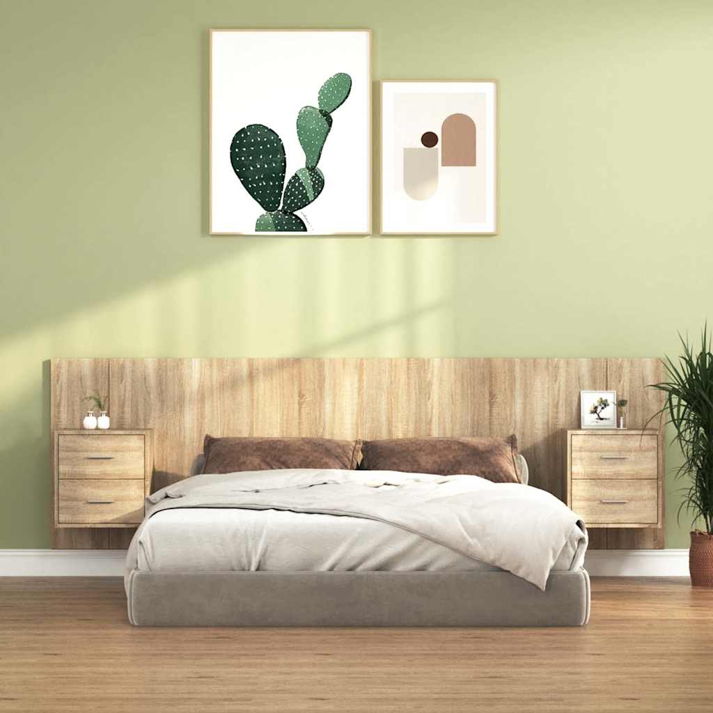 vidaXL Bed Headboard with Cabinets Sonoma Oak Engineered Wood