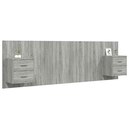 vidaXL Bed Headboard with Cabinets Grey Sonoma Engineered Wood