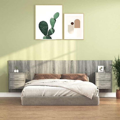 vidaXL Bed Headboard with Cabinets Grey Sonoma Engineered Wood