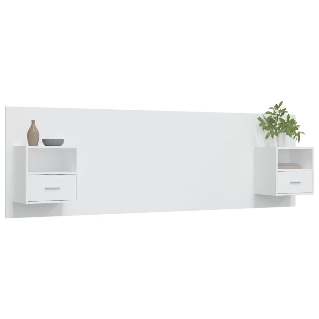 vidaXL Bed Headboard with Cabinets White Engineered Wood