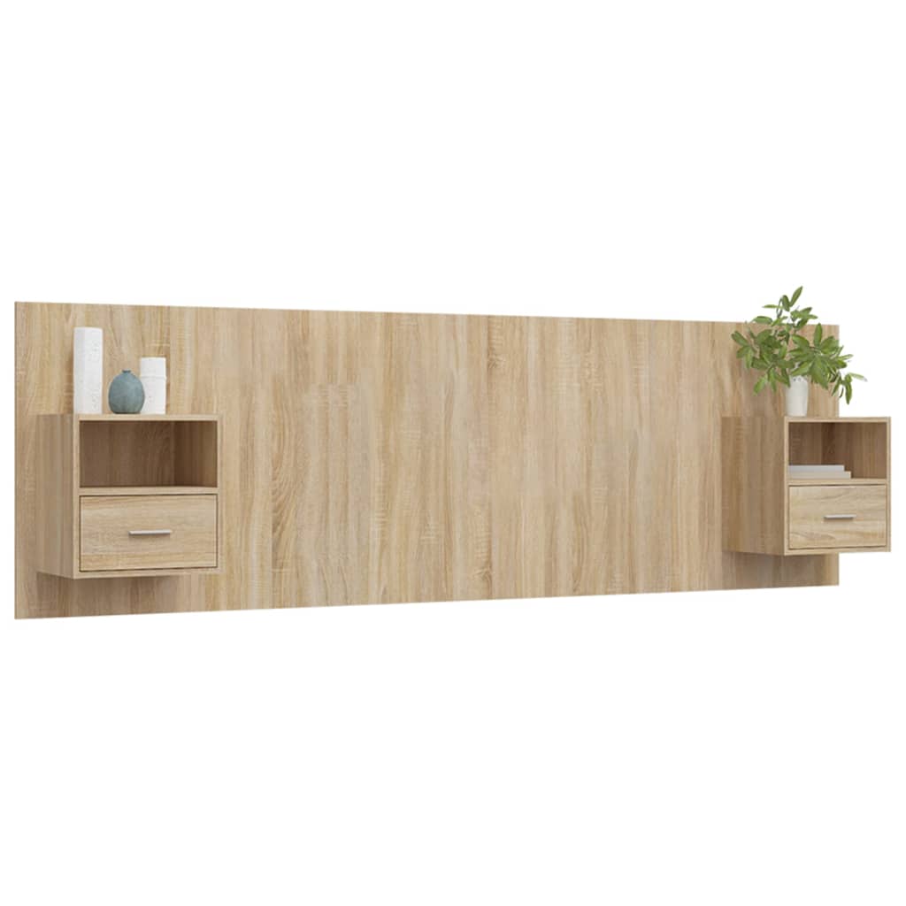 vidaXL Bed Headboard with Cabinets Sonoma Oak Engineered Wood