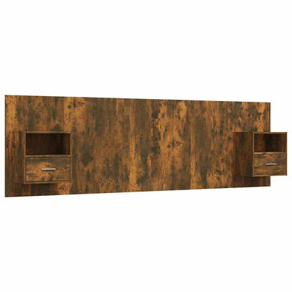 vidaXL Bed Headboard with Cabinets Smoked Oak Engineered Wood