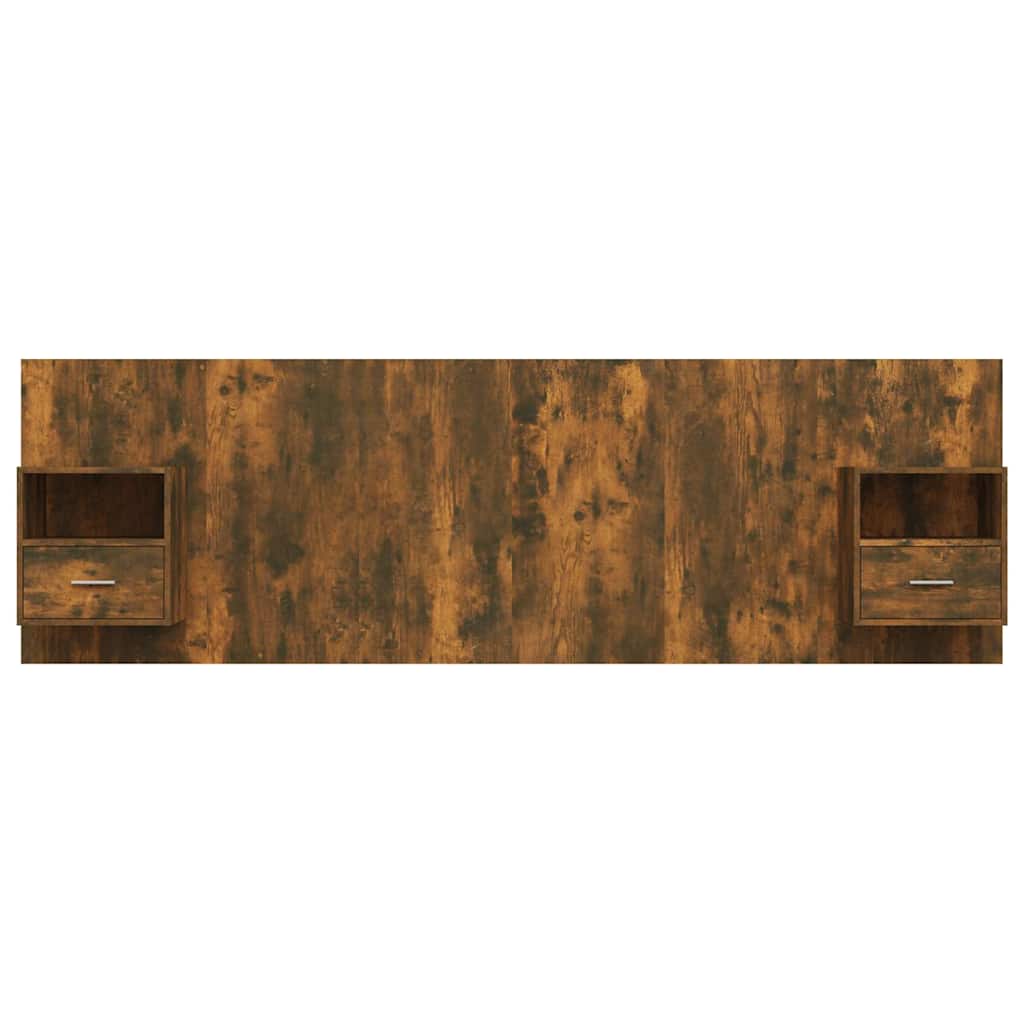 vidaXL Bed Headboard with Cabinets Smoked Oak Engineered Wood