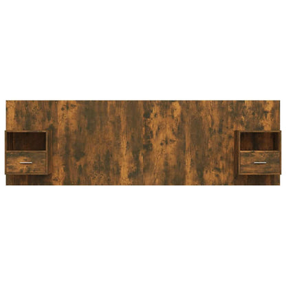 vidaXL Bed Headboard with Cabinets Smoked Oak Engineered Wood