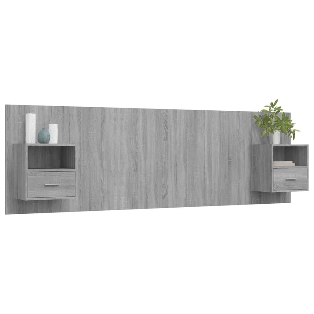 vidaXL Bed Headboard with Cabinets Grey Sonoma Engineered Wood