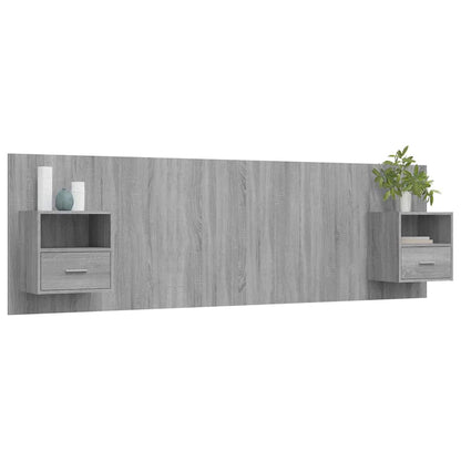 vidaXL Bed Headboard with Cabinets Grey Sonoma Engineered Wood