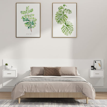vidaXL Bed Headboard with Cabinets White Engineered Wood