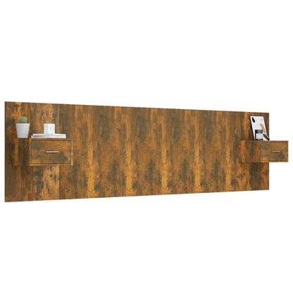 vidaXL Bed Headboard with Cabinets Smoked Oak Engineered Wood