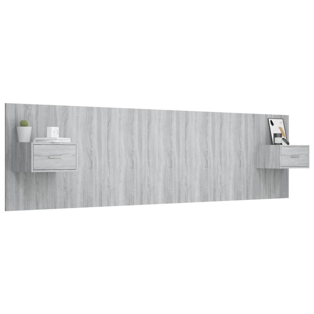 vidaXL Bed Headboard with Cabinets Grey Sonoma Engineered Wood