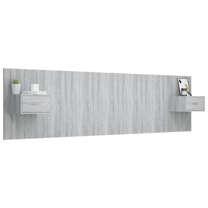 vidaXL Bed Headboard with Cabinets Grey Sonoma Engineered Wood