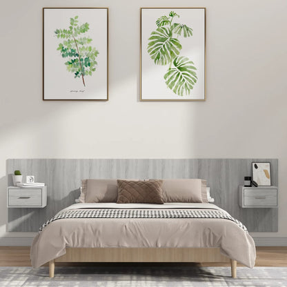 vidaXL Bed Headboard with Cabinets Grey Sonoma Engineered Wood