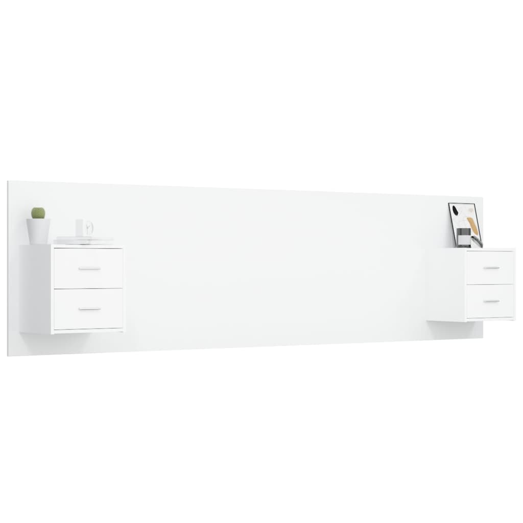 vidaXL Bed Headboard With Cabinet | White | Engineered wood | Storage