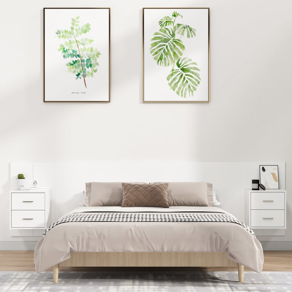 vidaXL Bed Headboard With Cabinet | White | Engineered wood | Storage