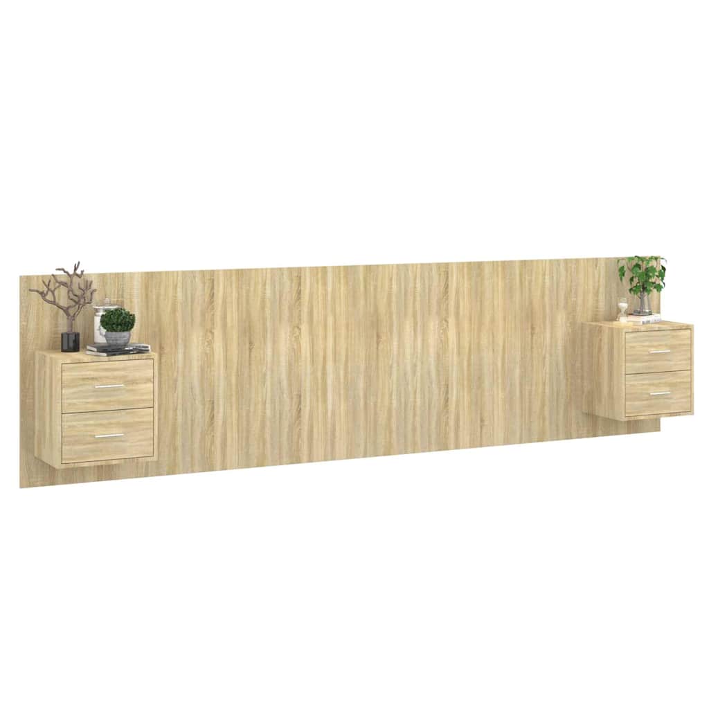 vidaXL Bed Headboard with Cabinets Sonoma Oak Engineered Wood
