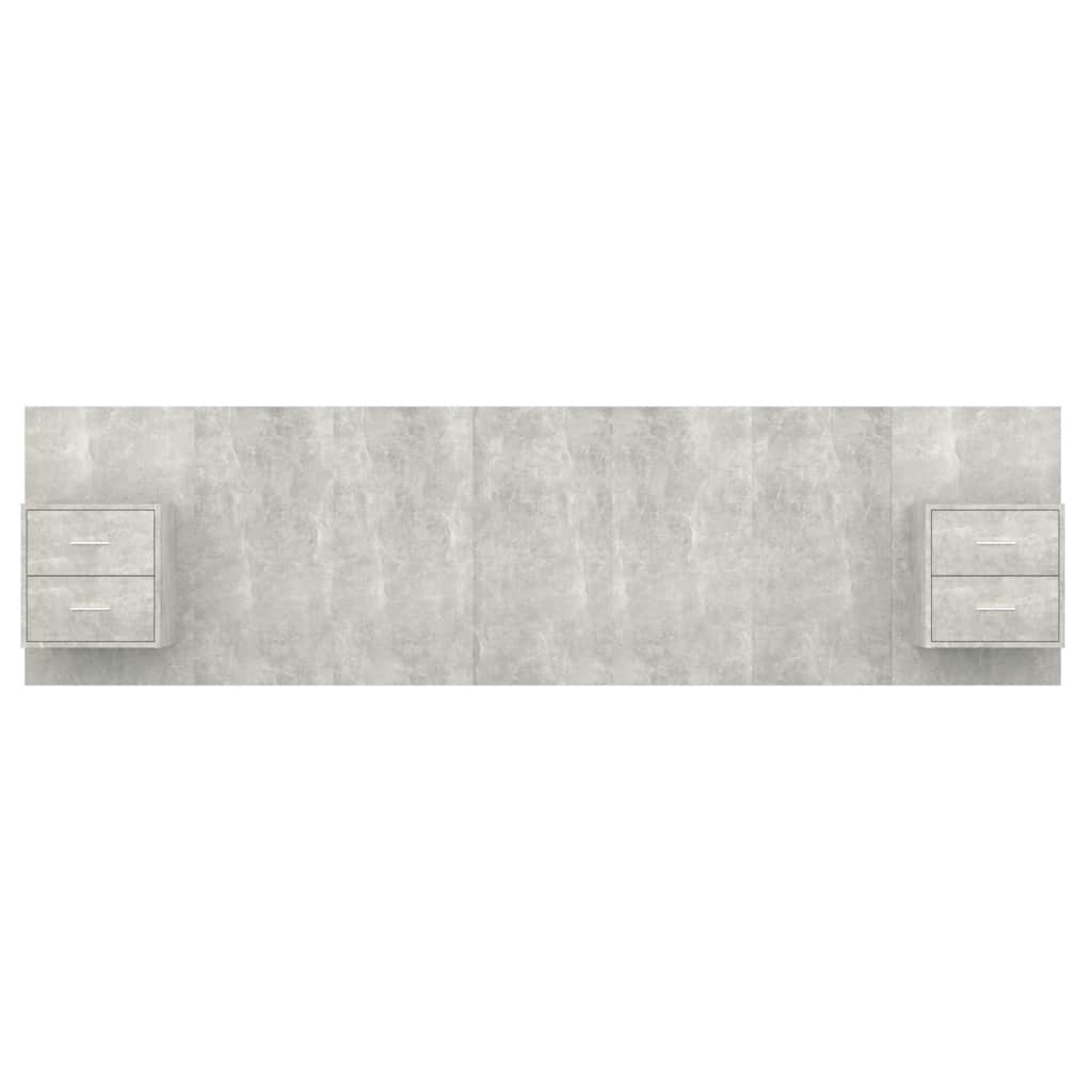 vidaXL Bed Headboard with Cabinets Concrete Grey Engineered Wood