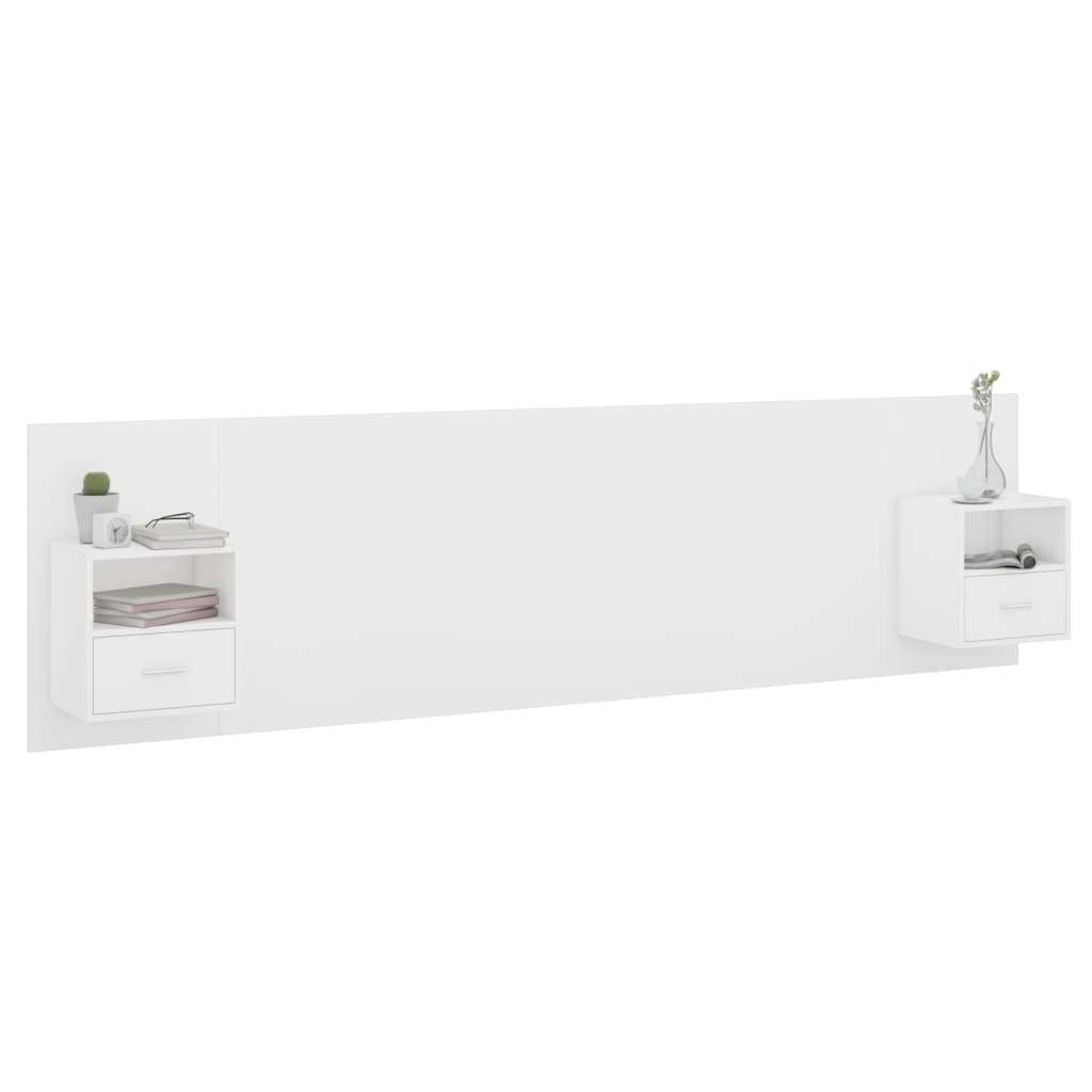 vidaXL Bed Headboard with Cabinets White Engineered Wood
