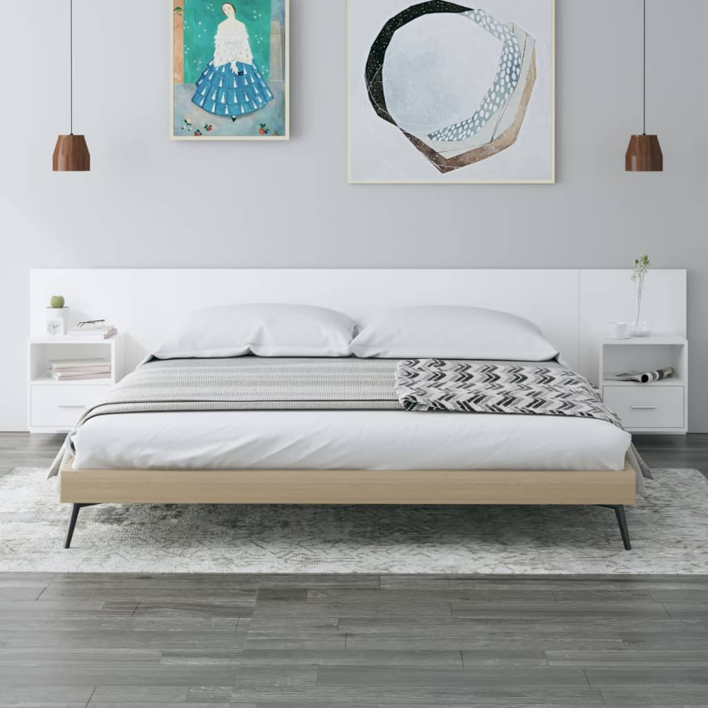 vidaXL Bed Headboard with Cabinets White Engineered Wood