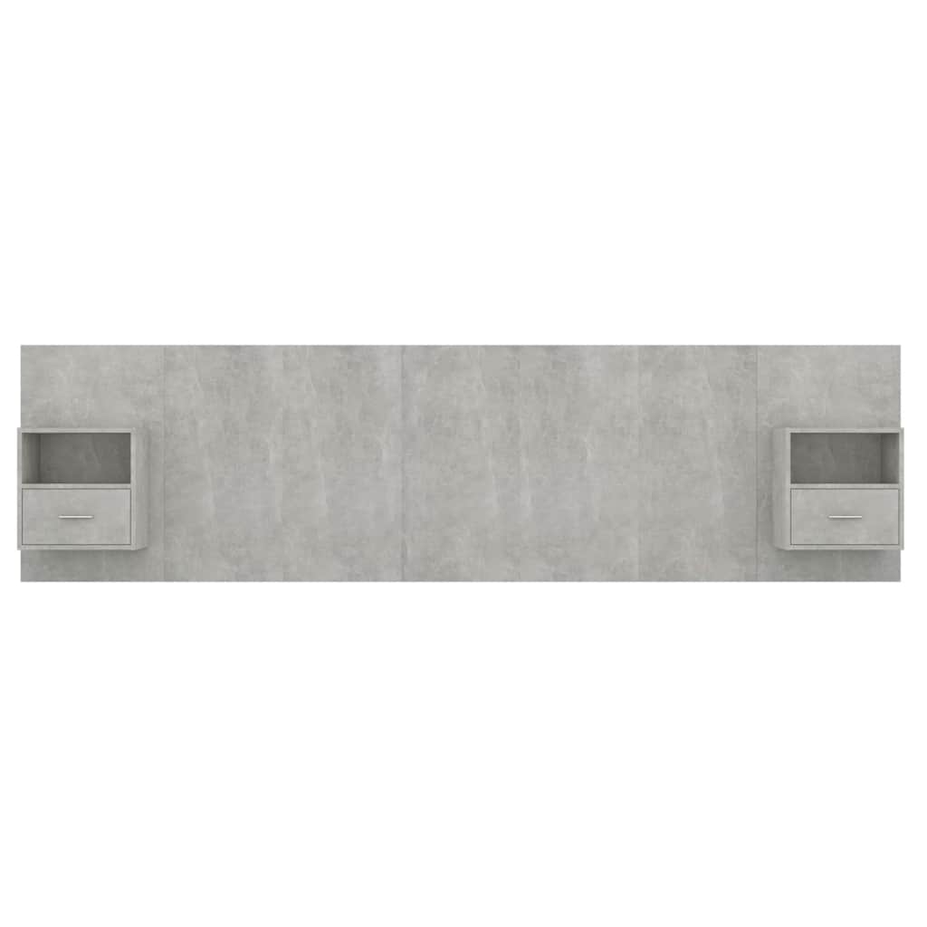 vidaXL Bed Headboard with Cabinets Concrete Grey Engineered Wood