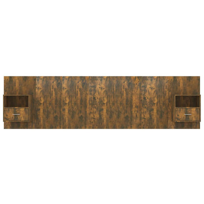 vidaXL Bed Headboard with Cabinets Smoked Oak Engineered Wood