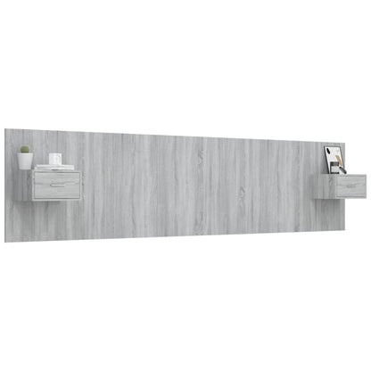 vidaXL Bed Headboard With Cabinet | Grey Sonoma | Engineered wood | Large