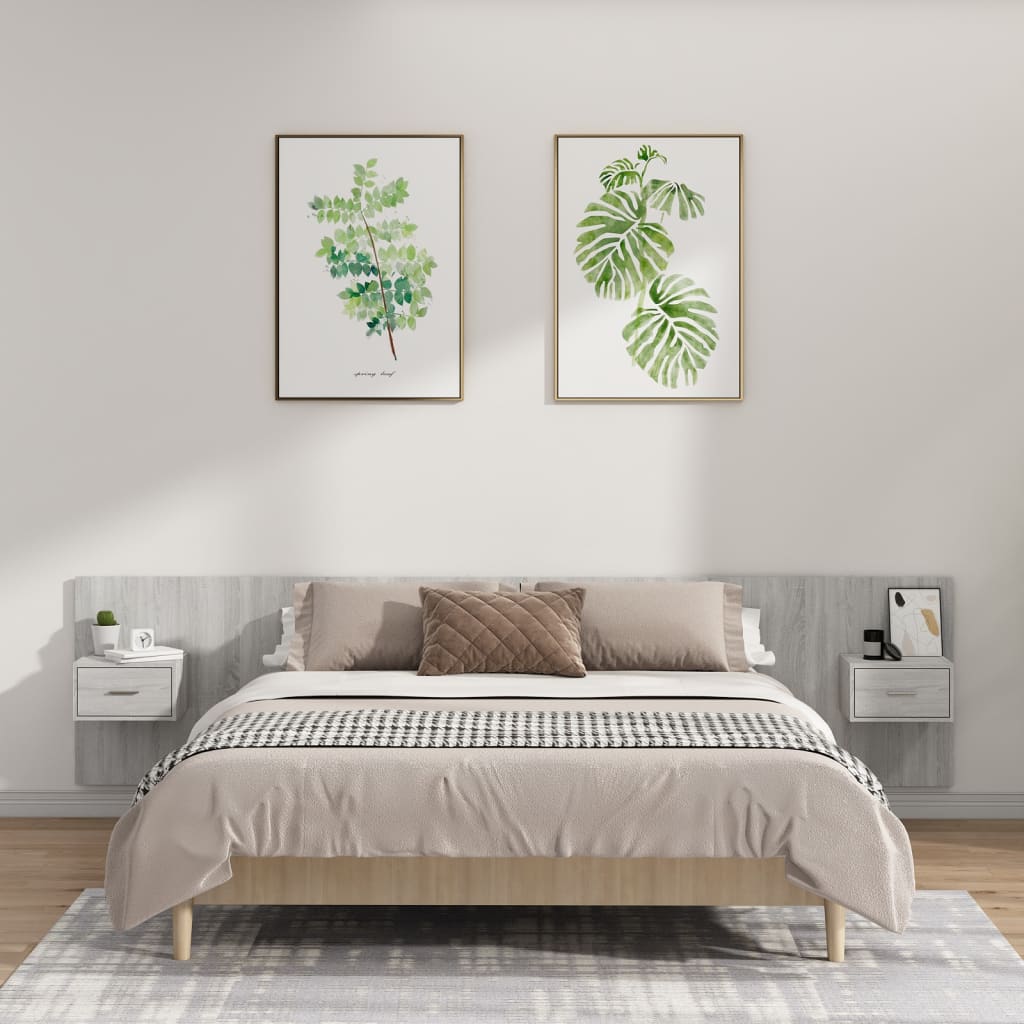 vidaXL Bed Headboard With Cabinet | Grey Sonoma | Engineered wood | Large