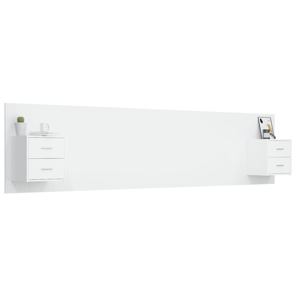 vidaXL Bed Headboard with Cabinets White Engineered Wood