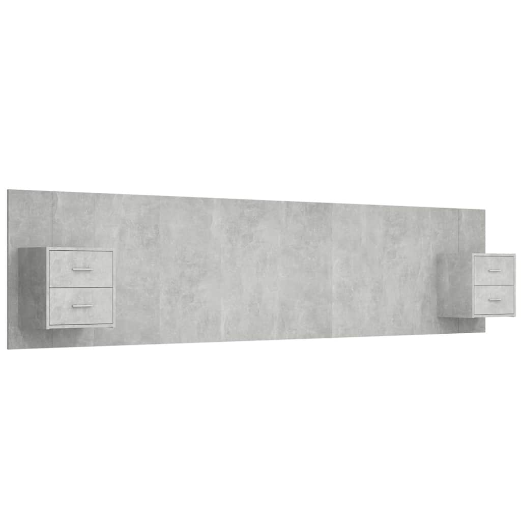 vidaXL Bed Headboard with Cabinets Concrete Grey Engineered Wood