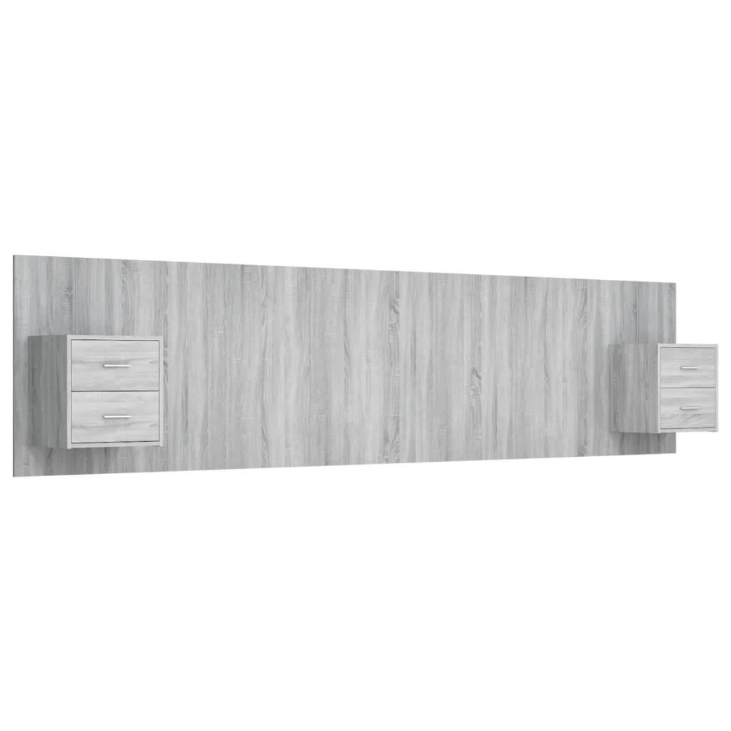 vidaXL Bed Headboard with Cabinets Grey Sonoma Engineered Wood