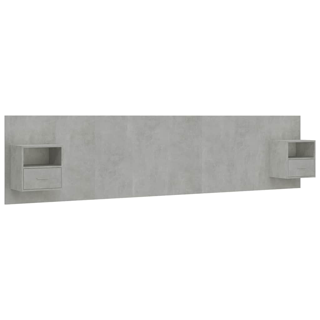vidaXL Bed Headboard with Cabinets Concrete Grey Engineered Wood