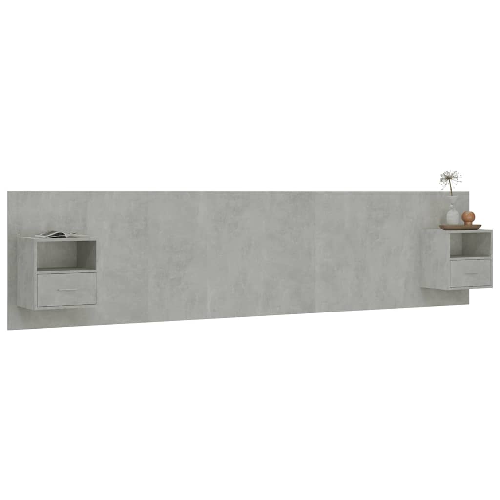 vidaXL Bed Headboard with Cabinets Concrete Grey Engineered Wood